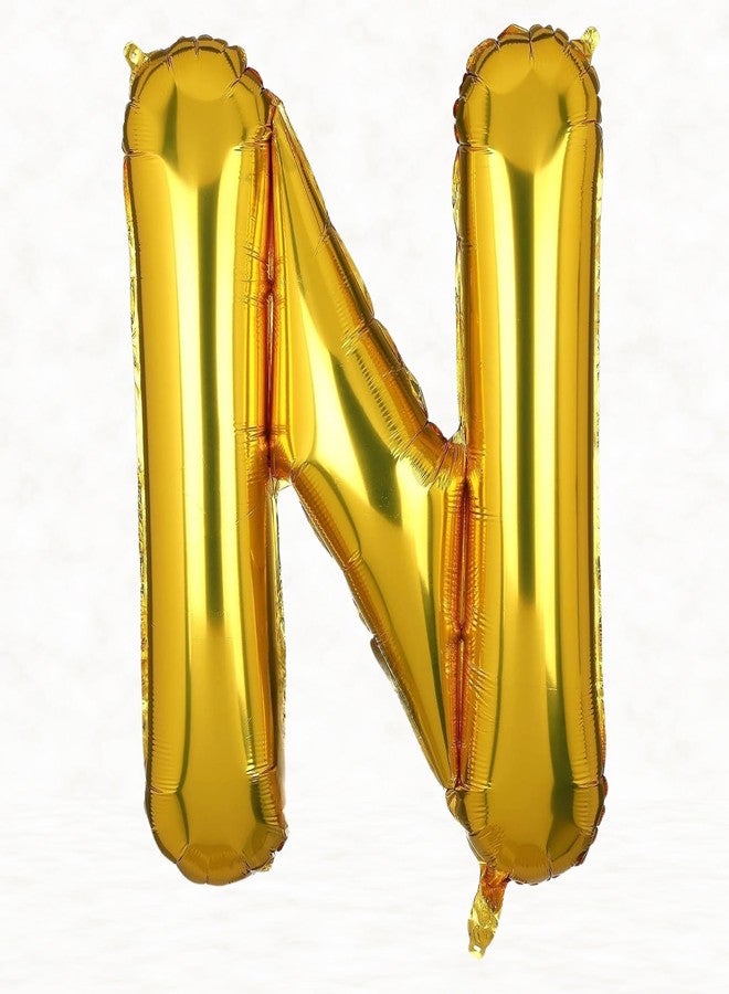 Flyloons Gold Alphabet Letter Foil Balloons A TO Z for Full Name N Birthday Decoration Items, Anniversary, Baby Shower, Bachelorette, Wedding, Farewell Party Create Your Own Customized Phrase - Image 1